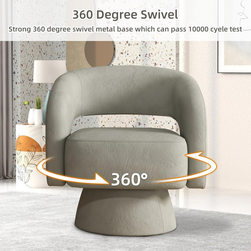 INZOY Swivel Barrel Chair with Velvet Fabric, Swivel Accent Chair with Thicke...