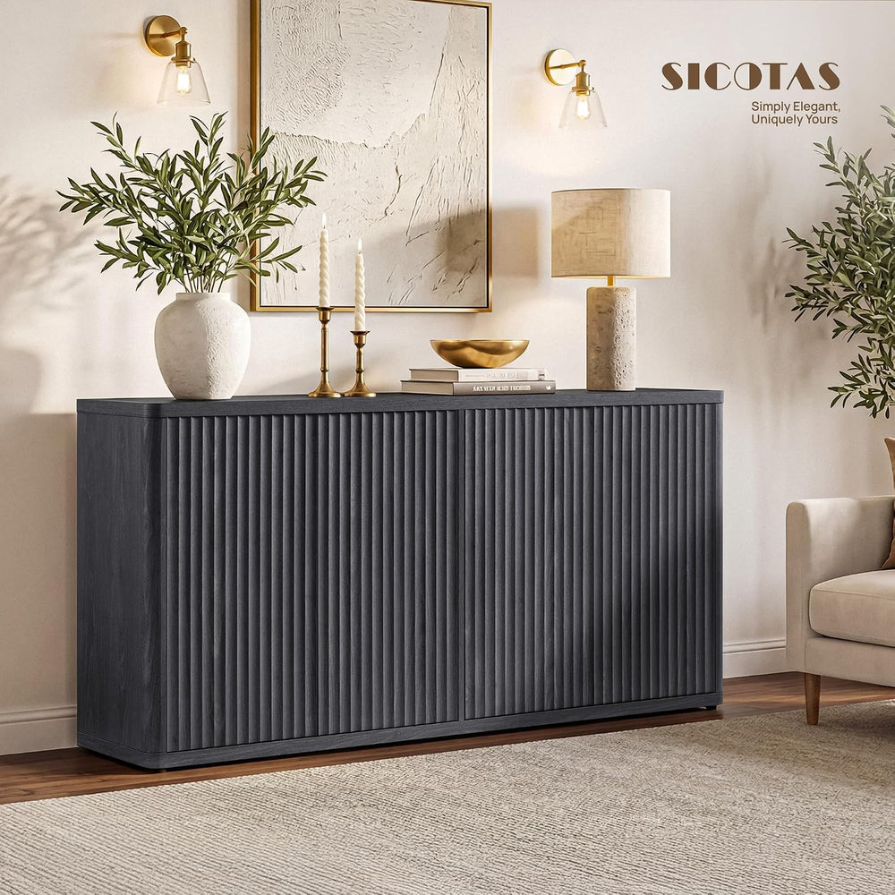 SICOTAS Buffet Cabinet with Storage Accent Sideboard with 4 Doors 66.3" ...