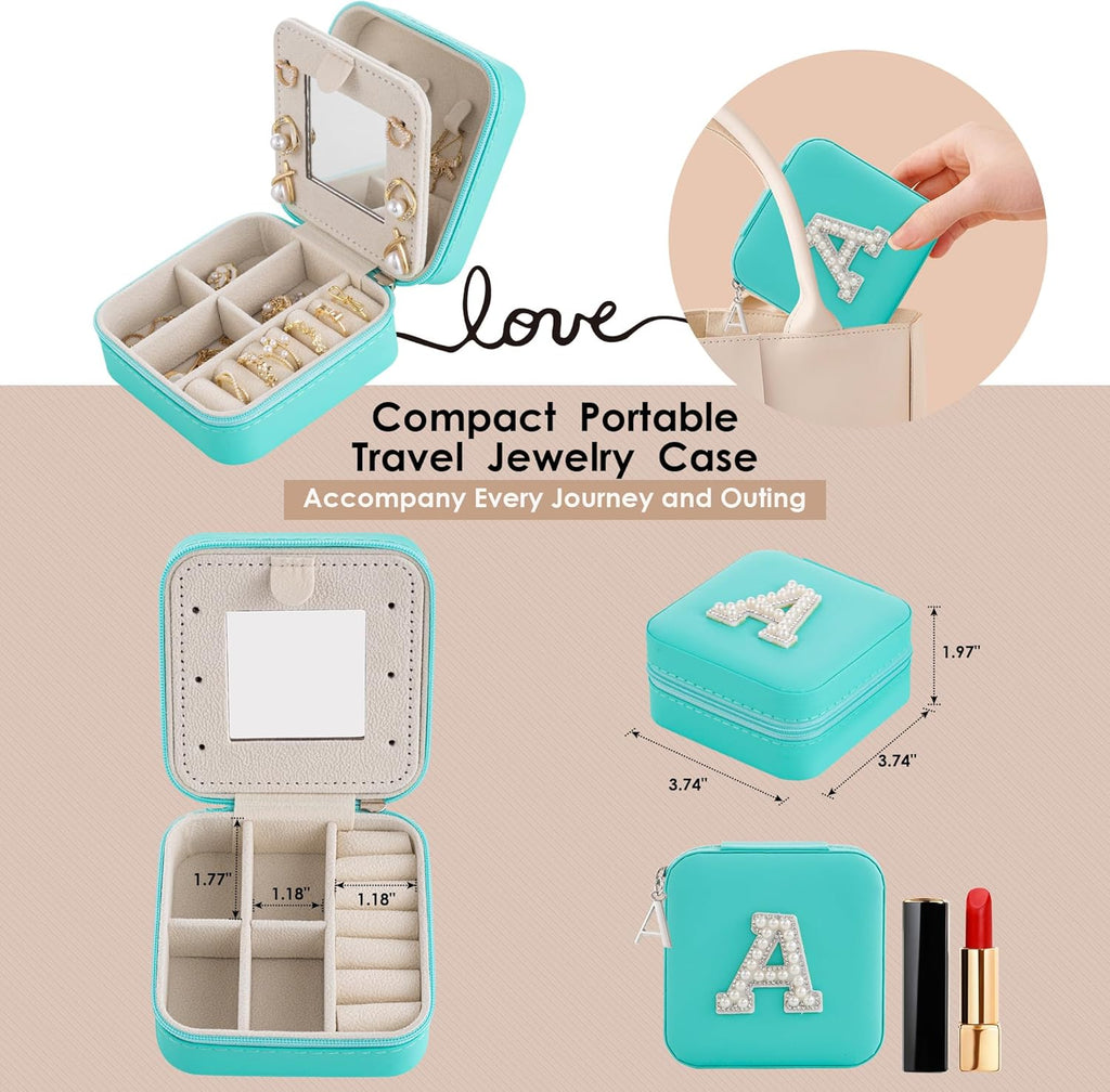 Birthday Gifts For Women - Initial Jewelry Box & Travel Case, Perfect for Wife, Girlfriend, or Graduation