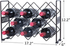 Finnhomy 10 Bottle Wine Rack with Wine Pattern, Wine Bottle Holder Free Standing Wine Storage Rack, 2-Way Storage Original Design, Iron, Brozen