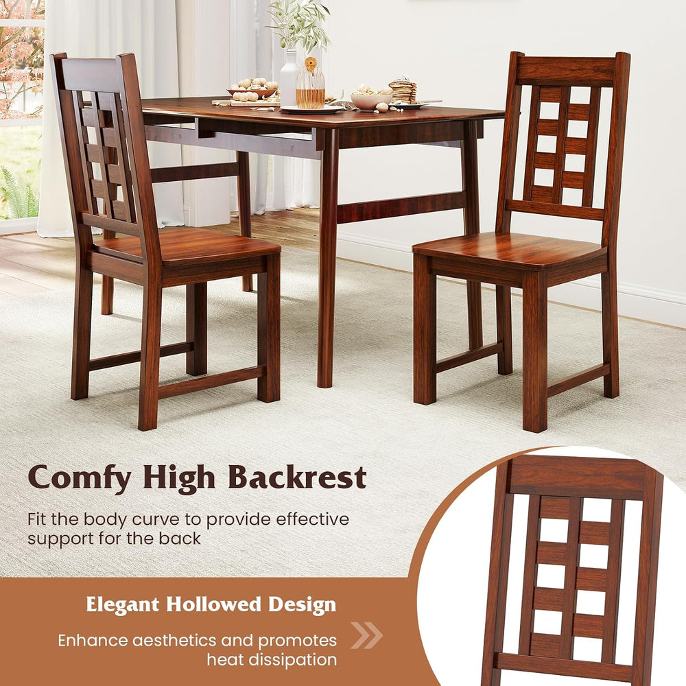 GIANTEX Wooden Dining Chairs Set of 2, Kitchen Chair w/Solid Rubber Wood Fram...