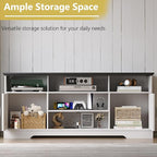 Farmhouse TV Stand for 65/60/55 Inch Tvs, Rustic Entertainment Center with LED Lights and Power Outlets, Modern Media Console Table, Wood Television Furniture for Living Room, Bedroom, White