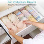 Vtopmart 12 Pack Drawer Dividers for Clothes, 4" High 13"-22" Adjustable Expandable Dresser Drawer Organizer, Clear Plastic Separators for Dresser, Baby Clothing, Underwear, Cosmetic, Toiletries