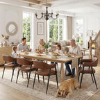 HNY Modern Dining Room Arm Chairs Set of 4, Retro Faux Leather Upholstered Barrel Dining Chairs with Arms Mid-Century Brown Accent Chair with Metal Legs, Open-Back Kitchen Side Chair for Living Room