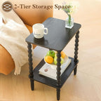 End Tables Set of 2, Small Side Table with Storage Shelf, Nightstands for Bedroom Set of 2 for Living Room, Office and Small Spaces (Black)