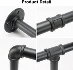 Industrial Iron Pipe Clothes Hanging Bar DIY Wall-Mounted Garment Rack Heavy Duty Clothing Rack for Bedroom, Laundry Room, Closet Storage (Black 60 inch)