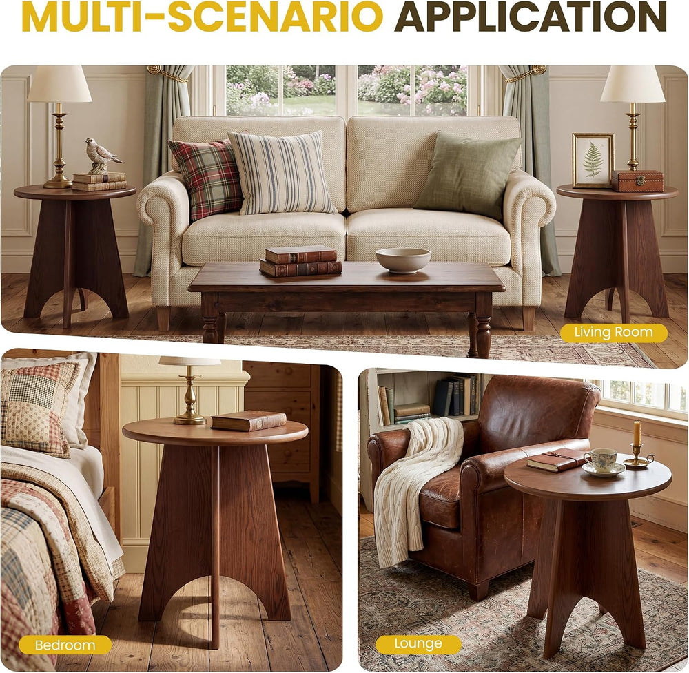 chairus Modern Sculptural Side Tables Set of 2, 17.5" Round End Table wi...