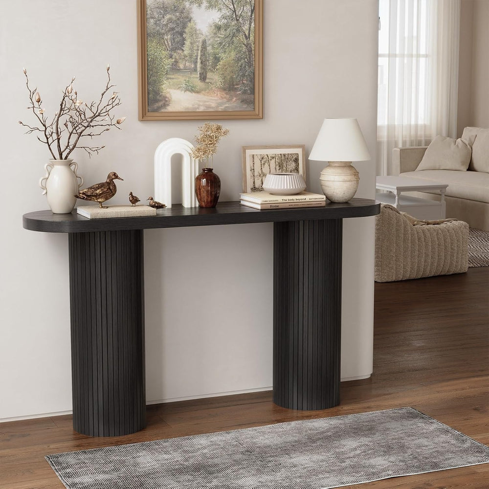 ONBRILL 55 Inch Fluted Entryway Table, Sofa Table Behind The Couch, Long Cons...