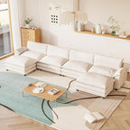 Furniwell 159" Modern Couches Sectional Sofa with Movable Ottoman, U Shaped Sofa Couch with Comfy Chenille and Deep Seat, 4-Seat Cloud Couch for Living Room, Bedroom and Apartment
