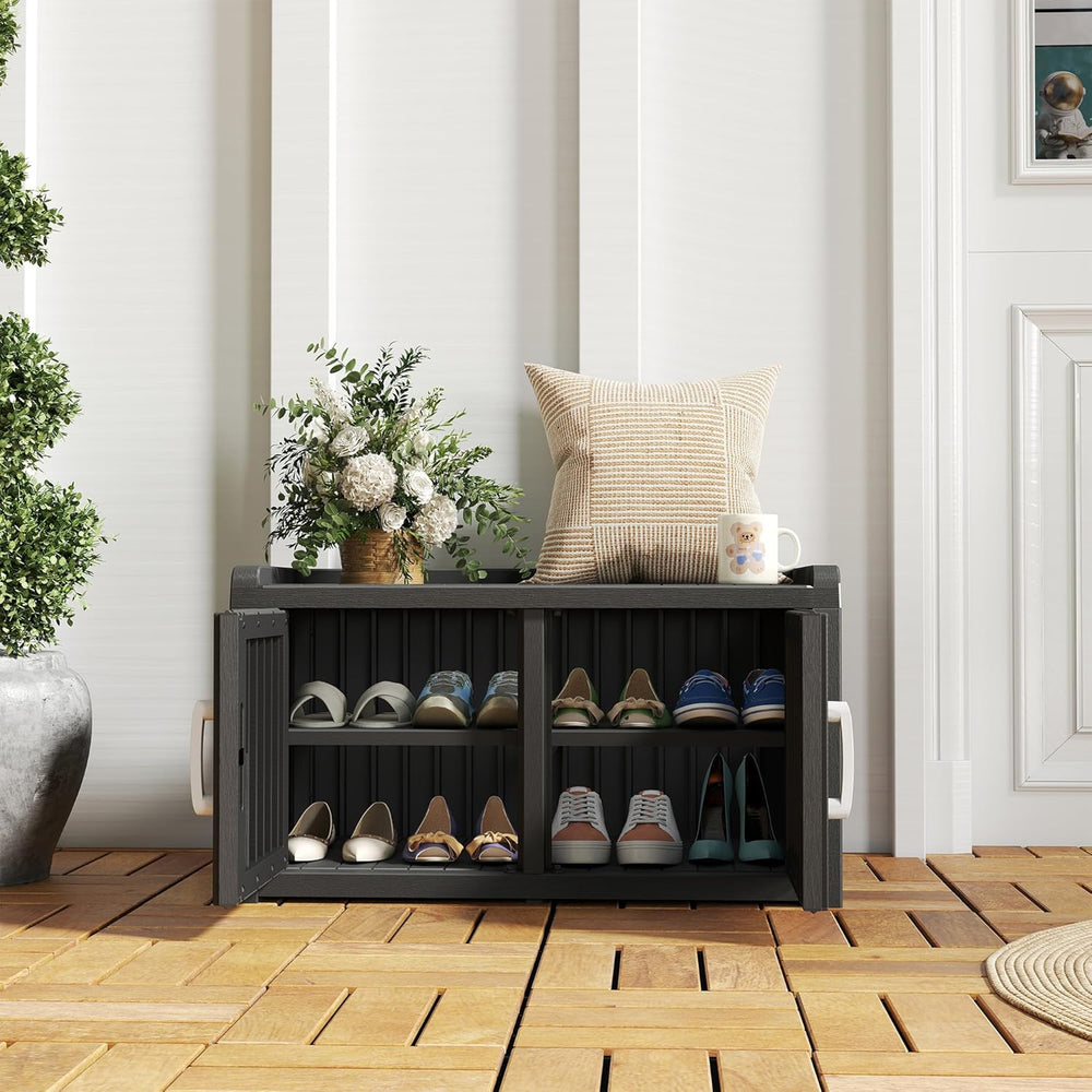 NUNU LAB Shoe Cabinet, Waterproof UV-Resistant Outdoor/Indoor Shoe Storage Ca...