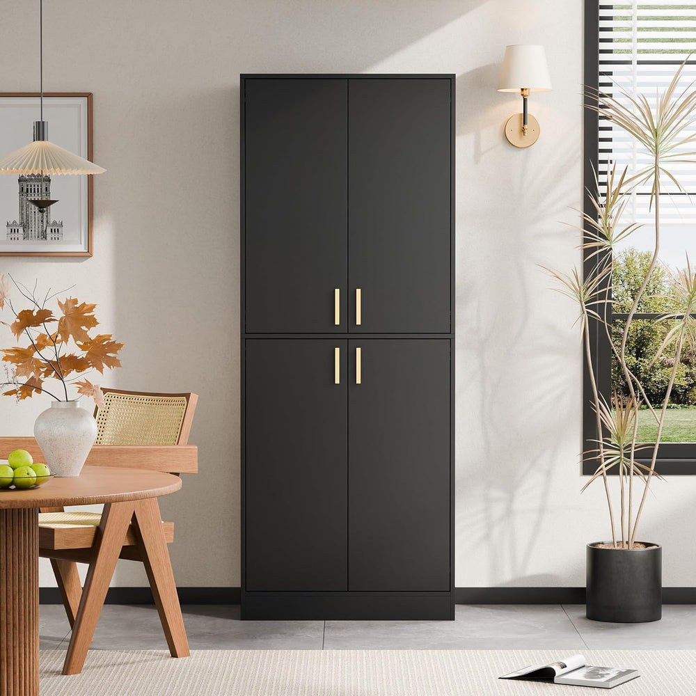 Cozy Castle Kitchen Pantry Cabinet, 71" Tall Wood Storage Cabinet with D...