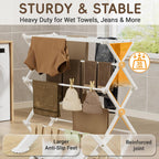 Collapsible Laundry Drying Rack for Small Apartment,35 lbs Carbon Steel with Reinforced Joints, Adjustable Space Saving Indoor Outdoor Rack, No Tools, 17.7"-29" W x 12" D x 35.5" H, White