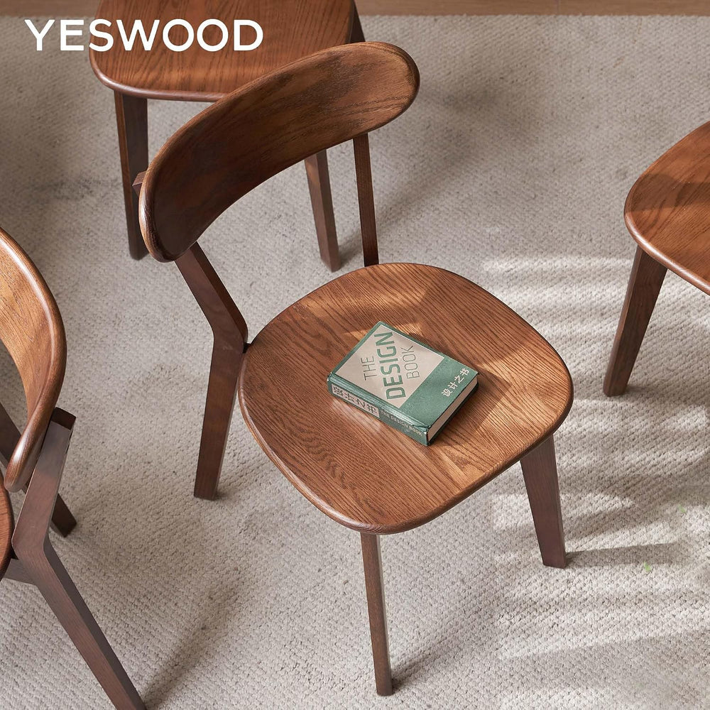 YESWOOD Oak Dining Chairs Set of 4, 100% Solid Wood Kitchen Chairs with Curve...
