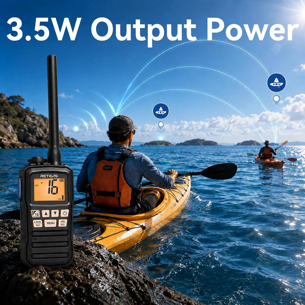 Retevis RM01P 3.5W Marine Radio VHF IP67 Floating, USB-C for Fishing(1Pack)