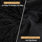 XeGe Fluffy Kids Stuffed Animal Storage Bean Bag Cover (No Filler), Plush Fuzzy Faux Fur Beanbag Organizer with Handle for Teens Girls Adults, Shaggy Furry Plush Toys Holder Floor Lounger Chair, Black