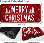 Merry Christmas Gaming Mouse Pad 31.5"x11.8"Desk Mat Anti-Slip Rubber Base & Durable Stitched Edges for Gamers Smooth Mouse Writing Surface for Desk Office/Home