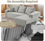 107" Cloud Sectional Couch with L-Shape Chaise, Modern Modular Comfy Sofa Chaise Longue, Upholstered Corduroy Couches Sleeper with Deep Seat for Living Room Bedroom, No Assembly Required, Grey