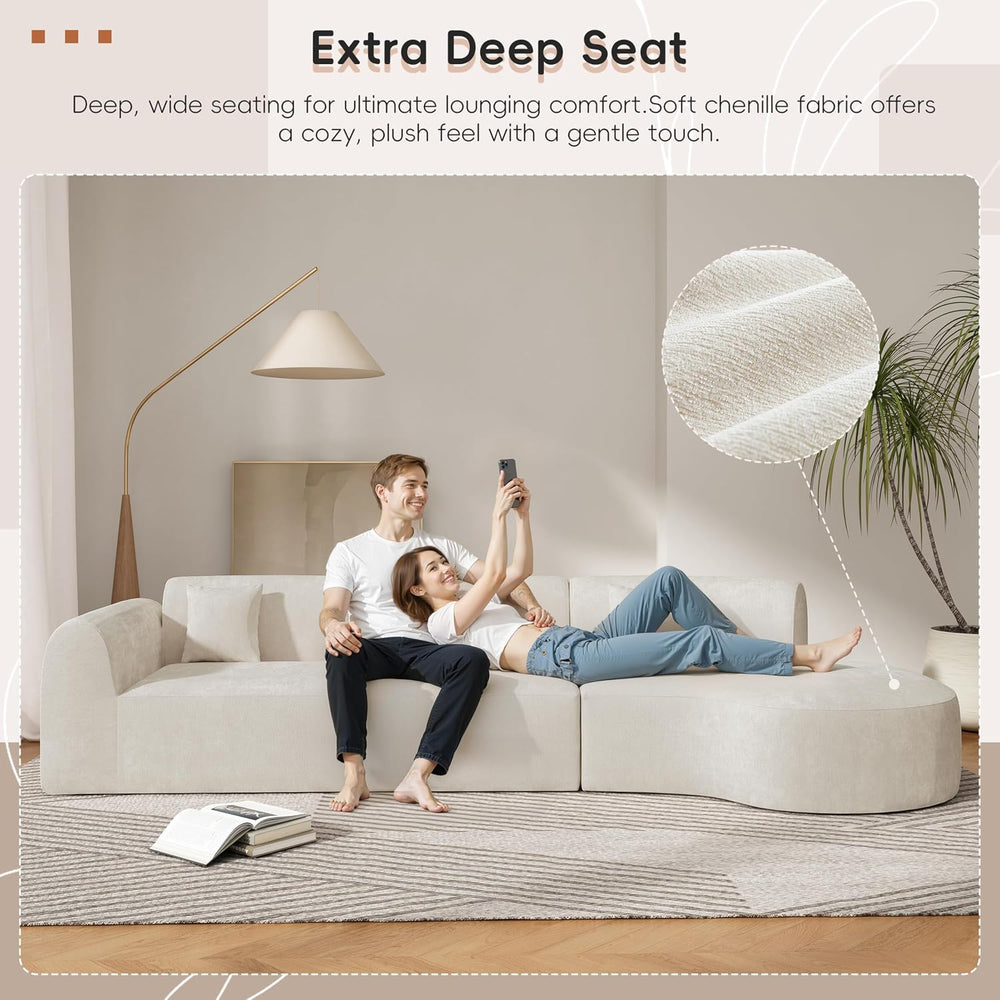 Merax 140" Curved Polyester Sectional Sofa Set, Modern Cloud Couch with ...