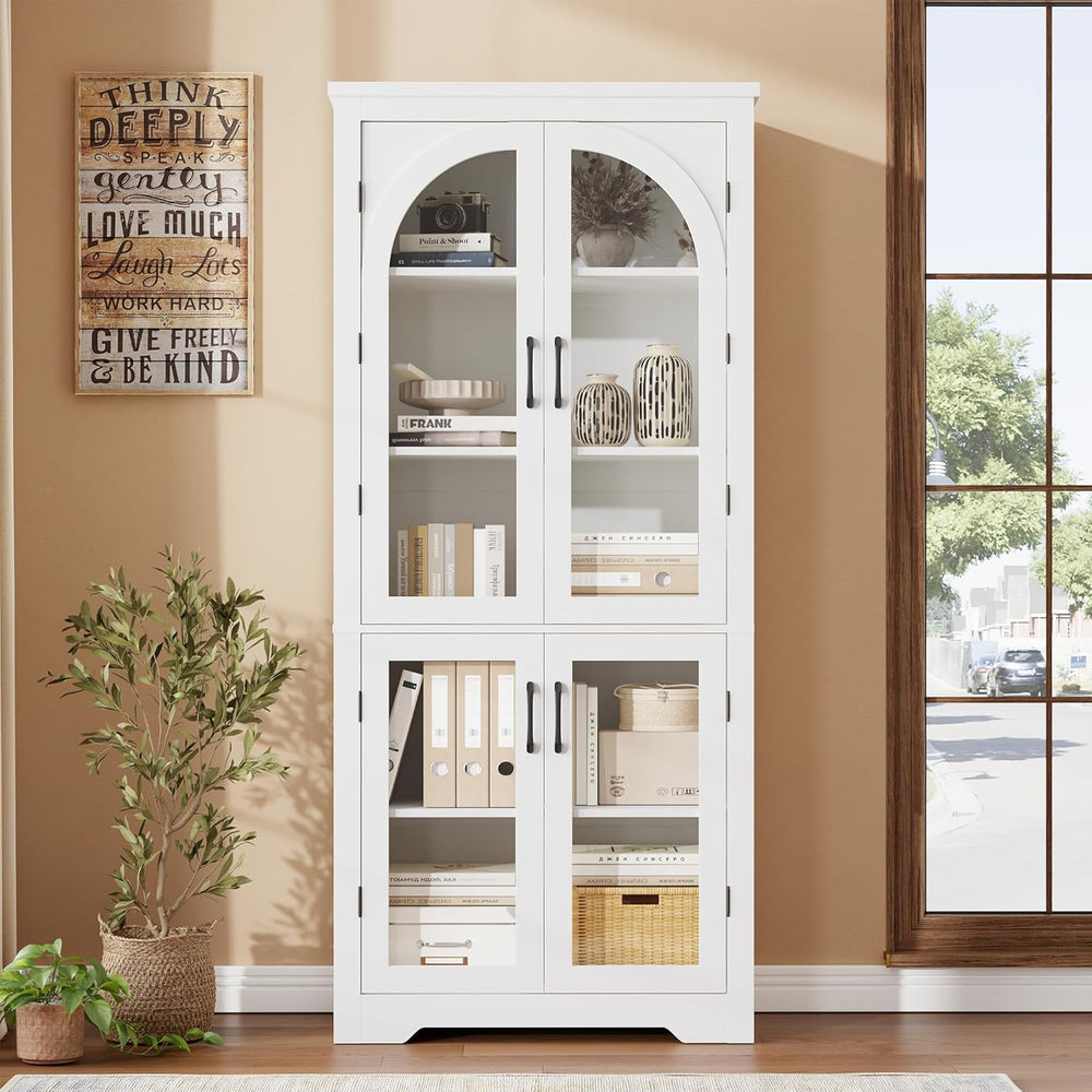 Garvee 70" Tall Kitchen Pantry Cabinet - Modern Display Cabinet with 4 A...