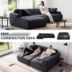 Modular Floor Sofa, Cozy Corduroy Sectional Couch with Fully Washable Covers, Frameless L Shaped Couch for Living Room, Family & Pet Friendly Lounge, No Assembly (Black, Left Facing Chaise)