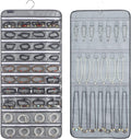 Dual-sided Hanging Jewelry Organizer with 40 Zippered Pockets and 20 Hook Loops Necklace Holder Jewelries Organizer for Earrings Bracelets Rings with 360 Degree Rotating Hanger (40 Zippered Pockets and 20 Hook Loops-Grey)