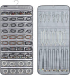Dual-sided Hanging Jewelry Organizer with 40 Zippered Pockets and 20 Hook Loops Necklace Holder Jewelries Organizer for Earrings Bracelets Rings with 360 Degree Rotating Hanger (40 Zippered Pockets and 20 Hook Loops-Grey)
