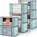 Budding Joy 90L Large Storage Bags, 8 Pack Clothes Storage Bins Foldable Closet Organizer Storage Containers with Durable Handles Storage and Organization, Blanket, Pillows and Toys (Blue)