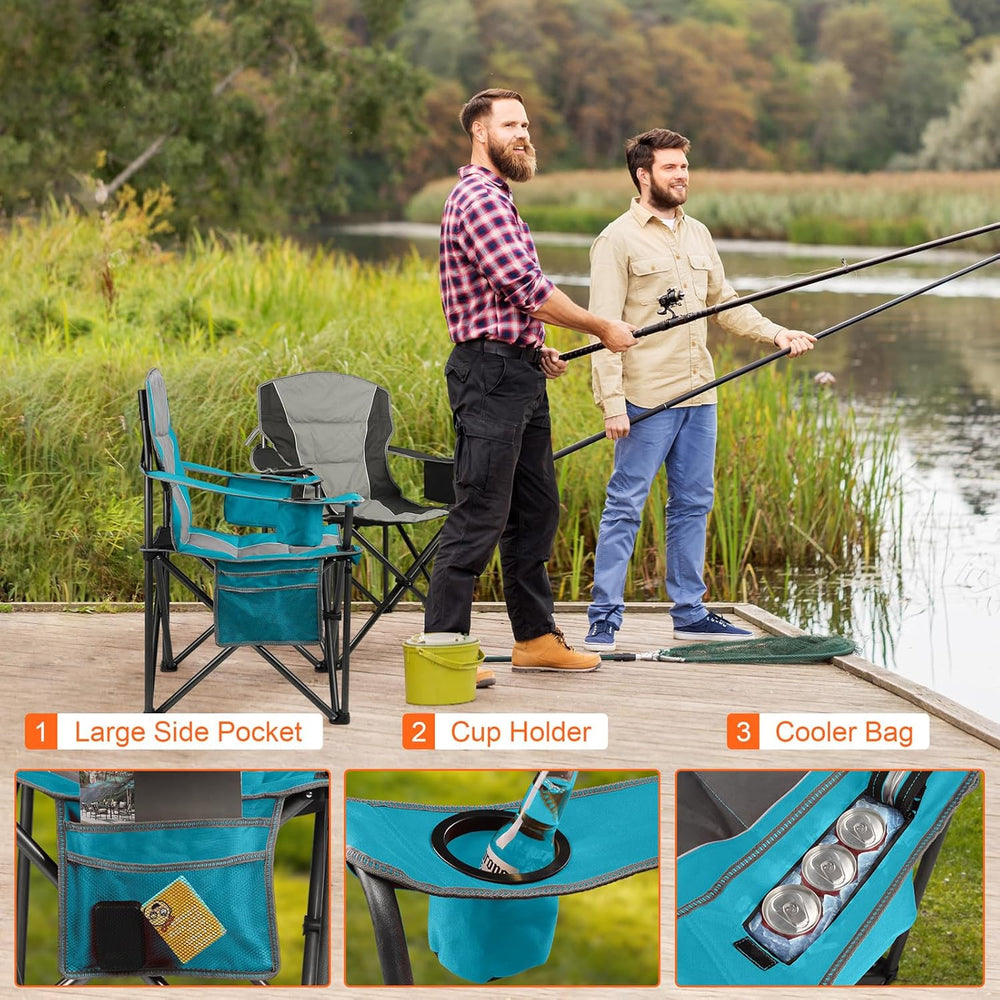Oversized Padded Camping Chairs for Adults,Heavy Duty Support 400 Lbs,Folding...