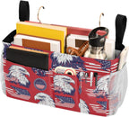 American Flag Bald Eagle Red Bedside Caddy for Dorm Bed Bedside Hanging Caddy Bag Iron Frame Storage Organizer Pocket for Bunk Home College Hospital Beds 2 Hooks