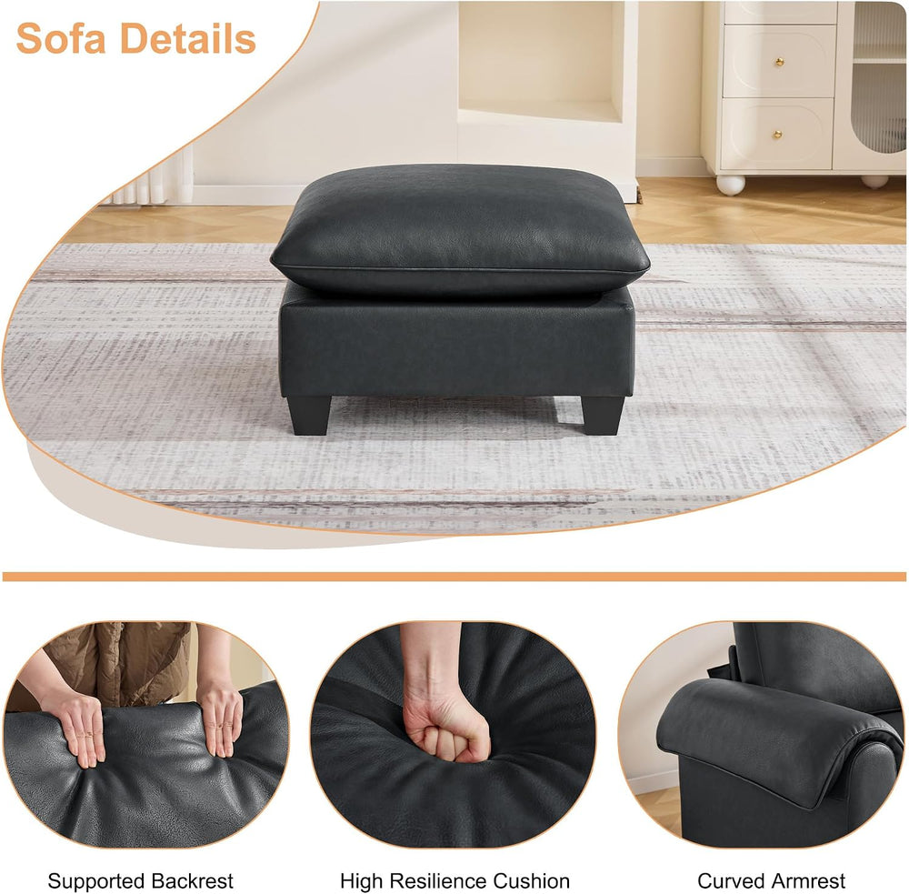 31.5" Faux Leather Large Square Ottoman, Oversized Upholstered Footrest ...