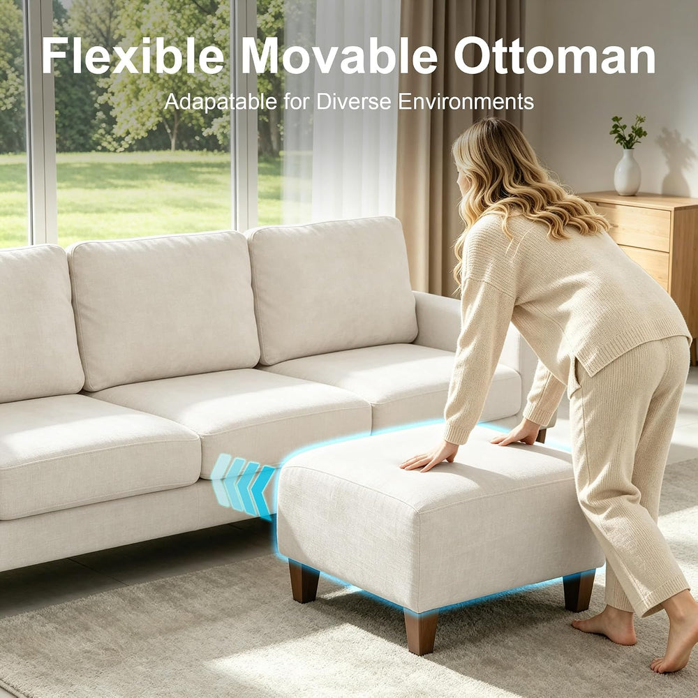 L Shaped Sectional Couch for Living Room, Modular Small Sofa with Ottoman | 9...