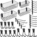 Heavy-Duty Slatwall Baskets and Hooks - Slatwall Accessories for Standard Slatwall Panels | Ideal for Organizing Garages and Workshops