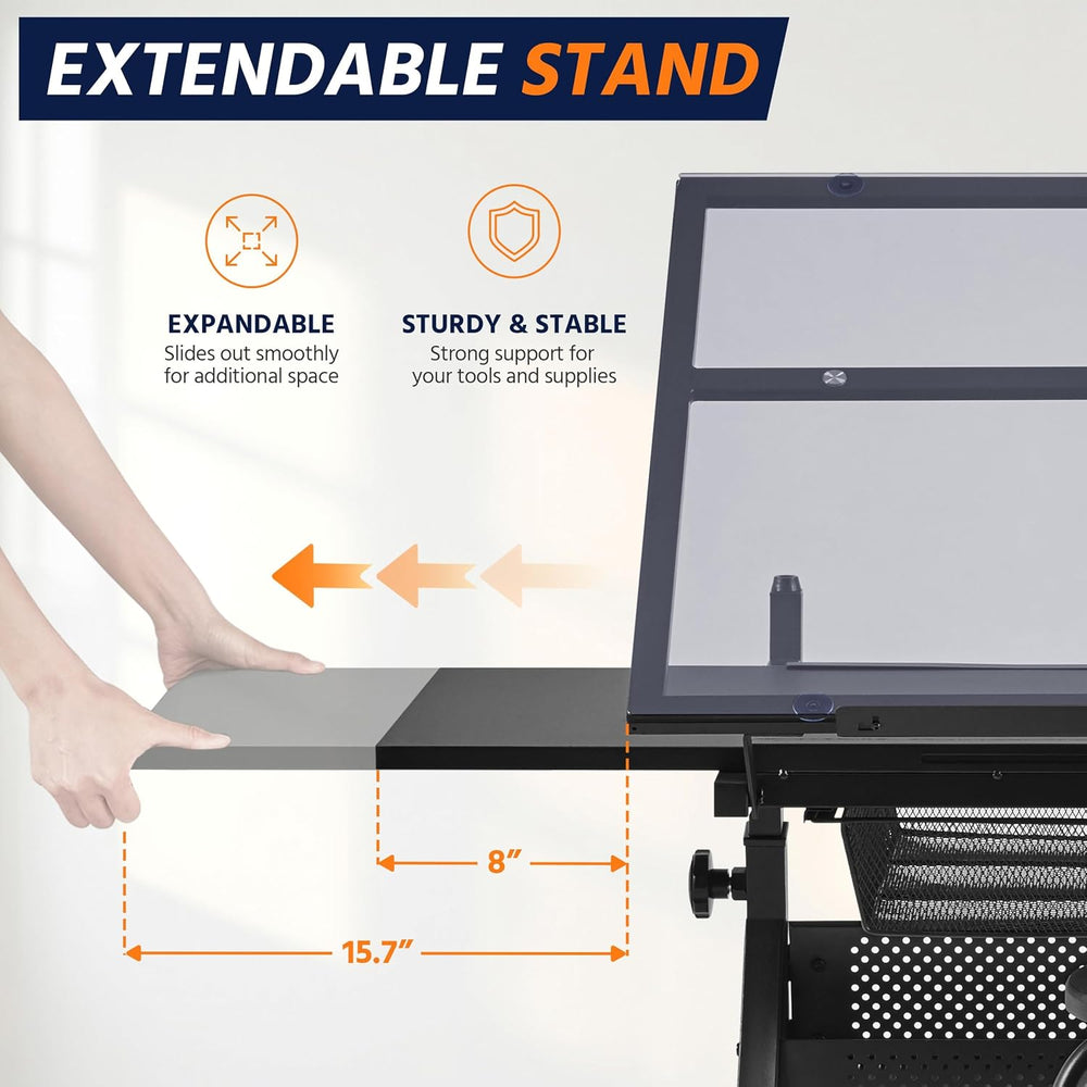 Topeakmart Height Adjustable Drafting Desk Artist Drawing Table Stool Set