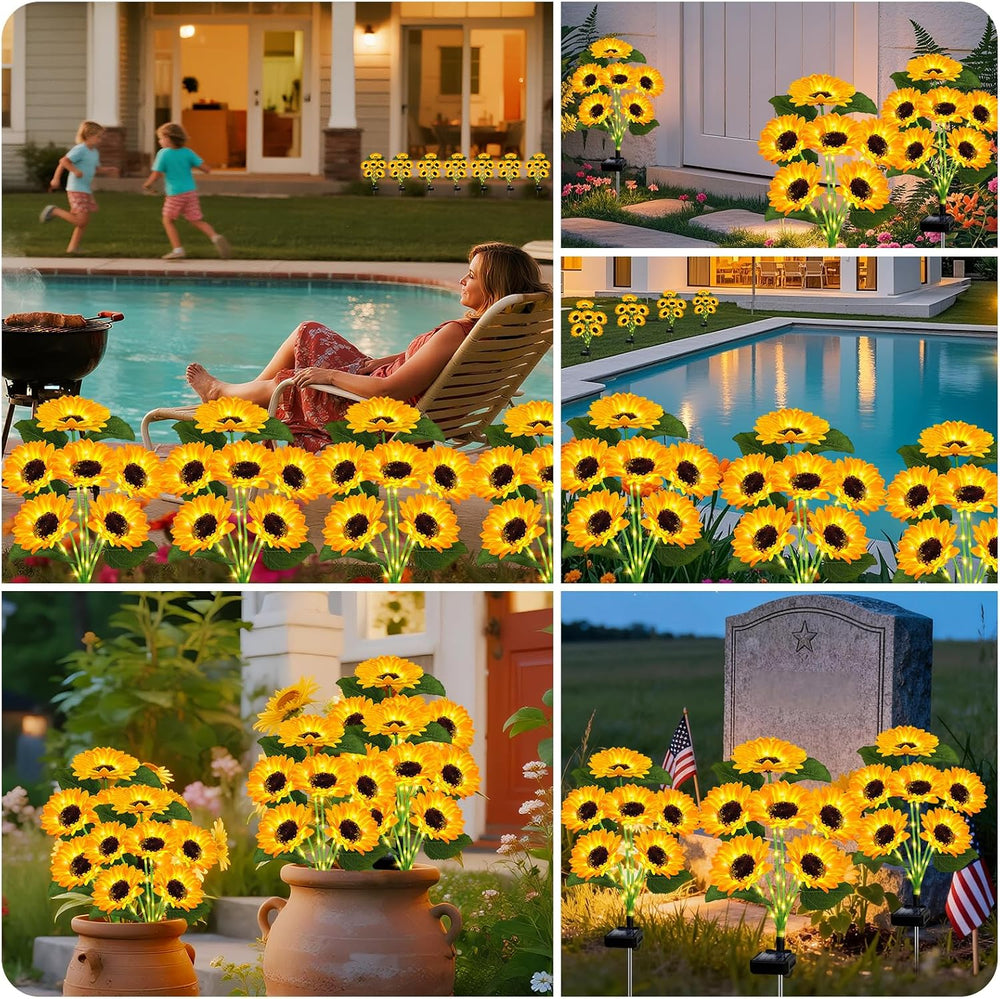 6 Pack with 36 Sunflower Lights,Solar Lights Outdoor Garden Decor,Solar Flowe...