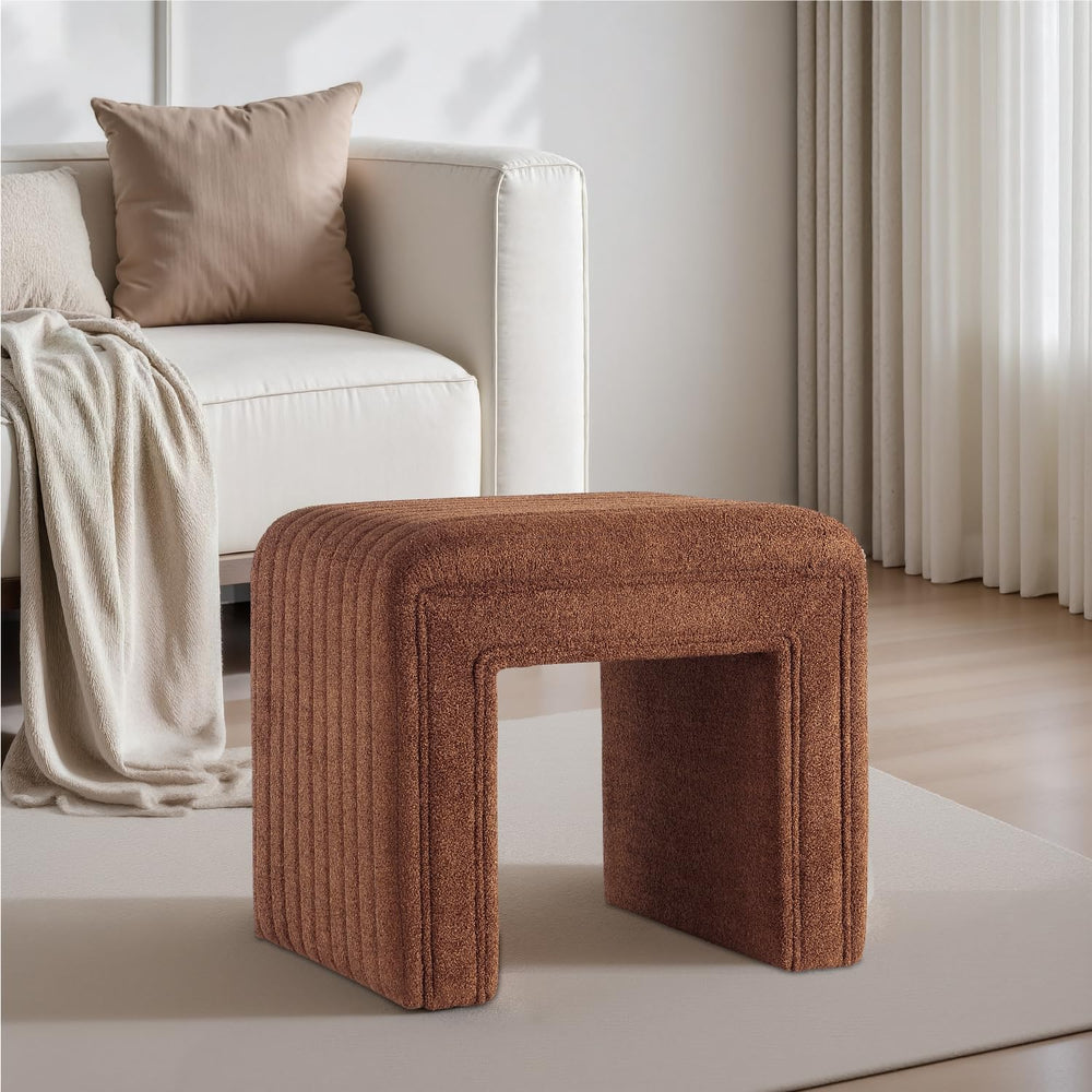 Get Set Style Vanity Stool Chair,Modern Boucle Ottoman Foot Stool with Wooden...
