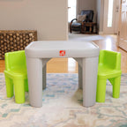 Step2 Mighty My Size Kids Table & Chair Set, Playroom Activity Table for Arts & Crafts, Made of Durable Plastic, For Toddlers 2+ Years Old, Gray & Green