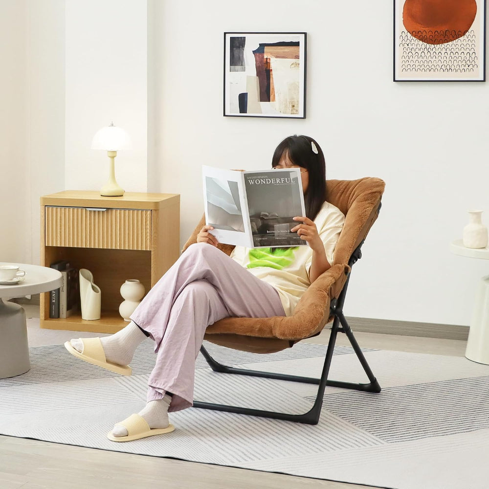 Comfy Saucer Chair for Adults, Set of 2, Soft Faux Fur Bedroom Chair, Accent ...