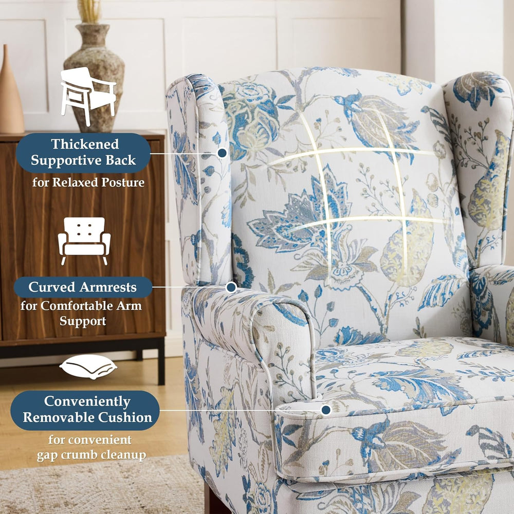 EROMMY Floral Accent Chair, Comfortable High Back Upholstered Armchair with S...