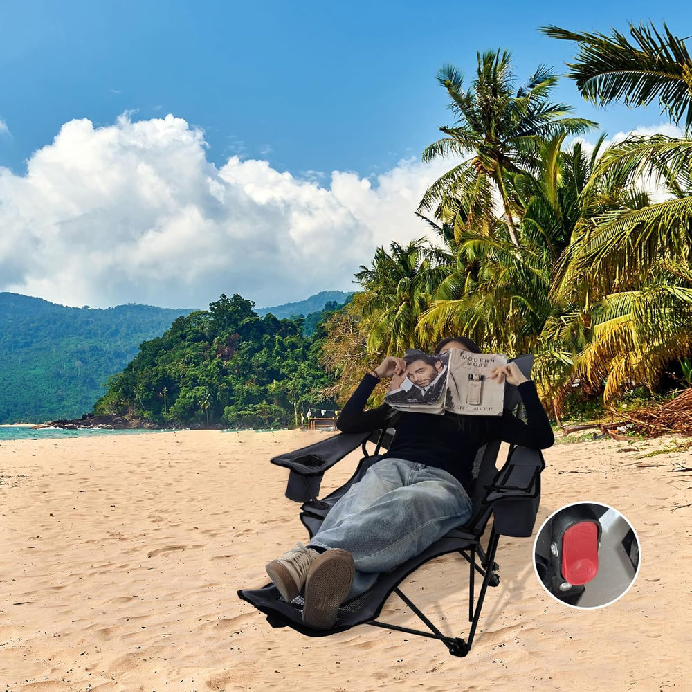 Reclining Camping Chair 4 Position with Foot Rest Comfortable for Adults 265I...