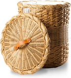 The Basket Lady Round Wicker Laundry Hamper, Extra Large, 23 in Dia x 28 in H, Sandstone