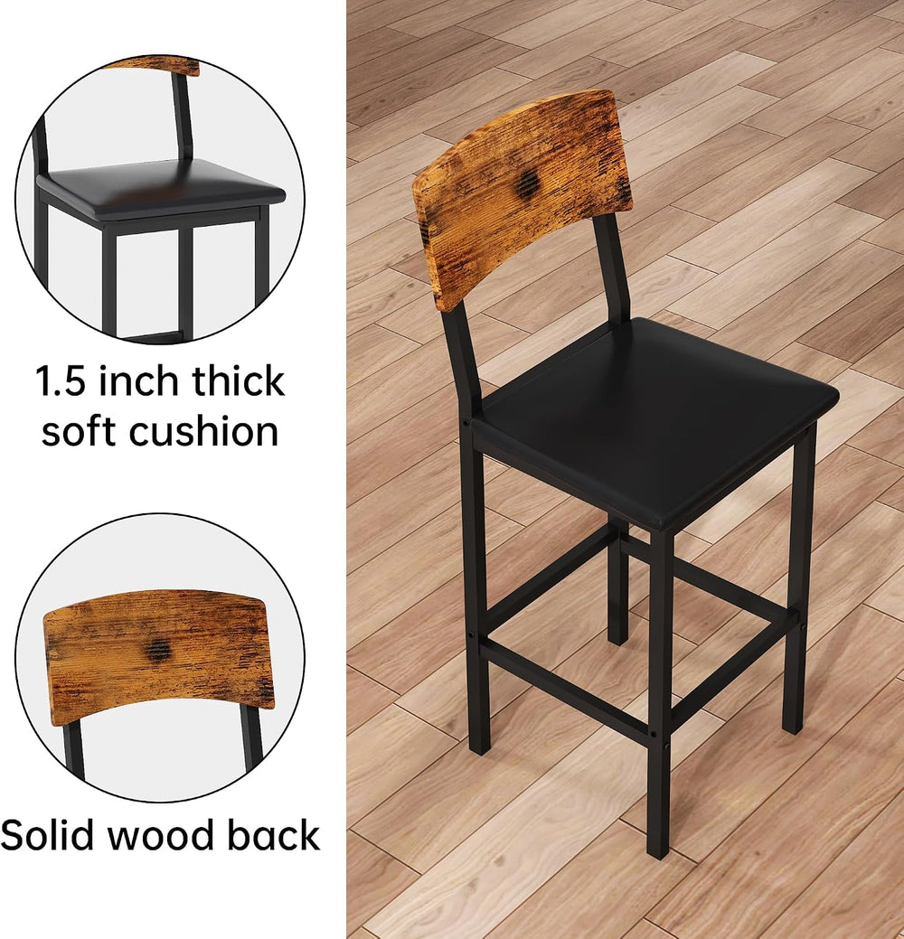 AWQM 5-Piece Dining Table Set, Kitchen Table Set for 4 (Walnut) | Counter Hei...