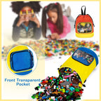 2 Pack Drawstring Toy Storage Bag Compatible with Lego Bricks, Toy Storage Cinch Bucket Bag for Building Blocks, Magnetic Tiles, Board Games, Puzzles