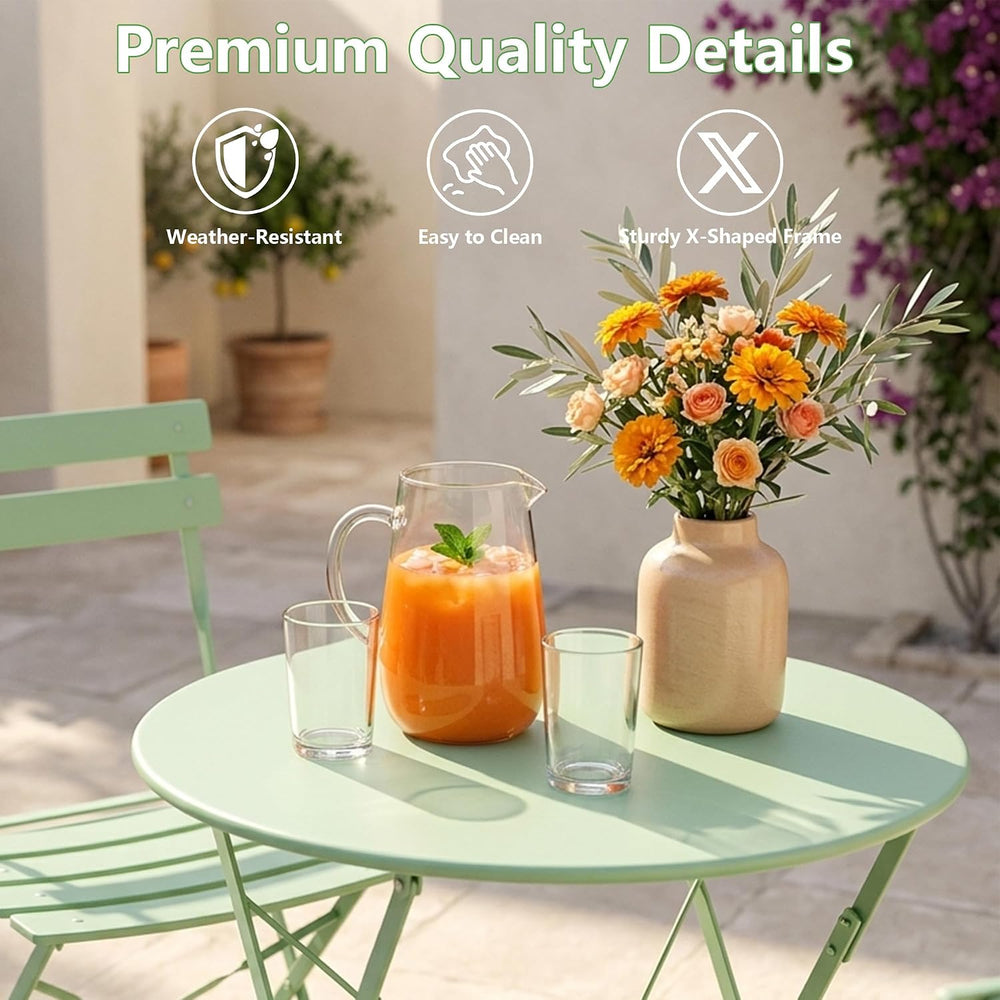 Bistro Table & Chairs Set of 2, Folding Outdoor Patio Furniture