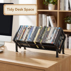 PUTNATRURE DVD Blu ray Rack, Expandable Media Shelf Holds 36 DVD Cases, Compact Display Organizer for Video Games and Movies, Black