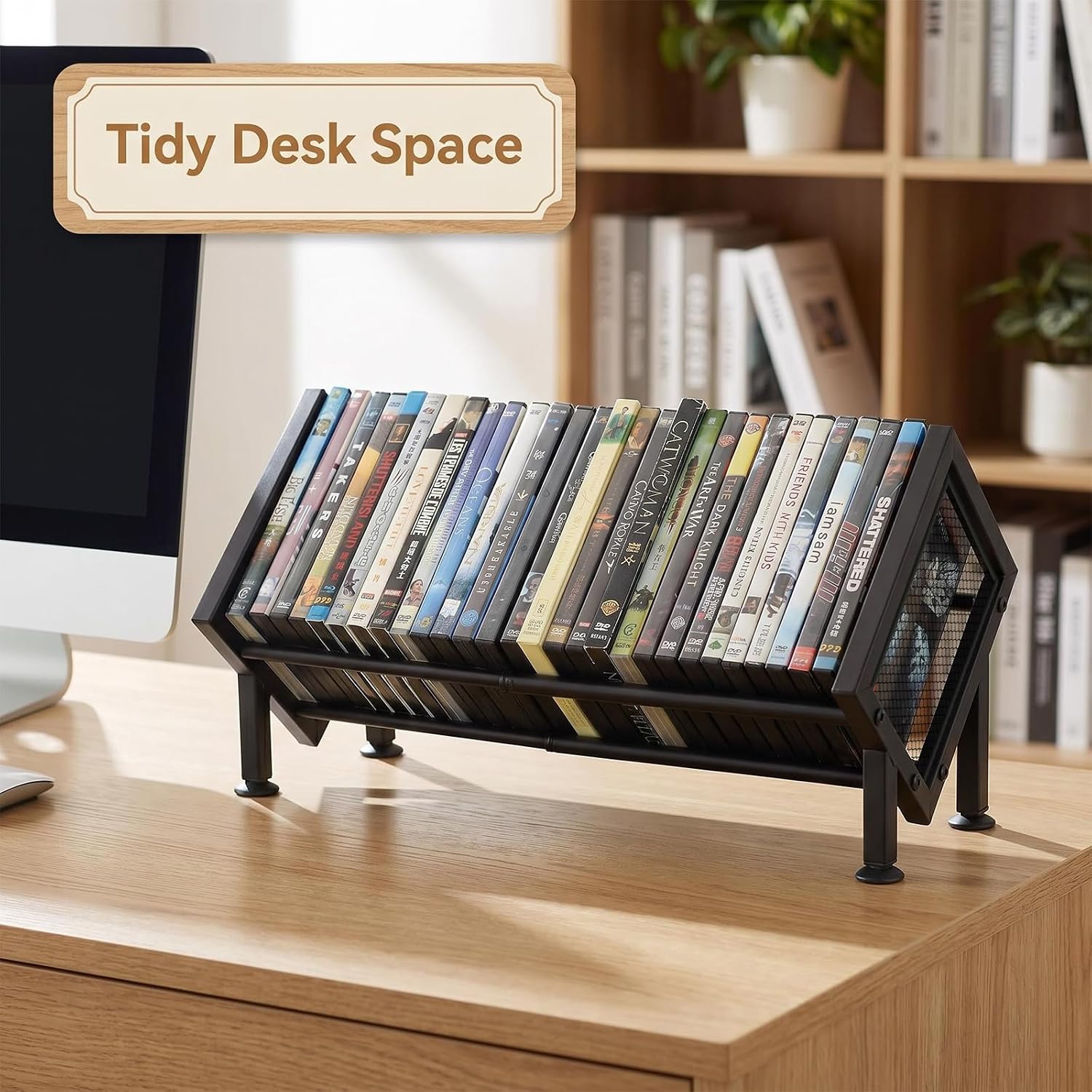 PUTNATRURE DVD Blu ray Rack, Expandable Media Shelf Holds 36 DVD Cases, Compact Display Organizer for Video Games and Movies, Black