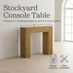 Alaterre Furniture Stockyard Solid Wood Console Table, Oak, 36 Inch | Modern Farmhouse Small Entryway Table, Easy Assembly Living Room Furniture for Behind the Couch Sofa Table, or Hallway