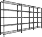 Storage Shelves Heavy Duty, 3 PCS 36" L x 14" W x 72" H Garage Wire Shelving Unit Loads 1750LBS, 5-Tier Adjustable Metal Industrial Utility Shelf Rack for Kitchen, Laundry Room, Warehouse, Basement
