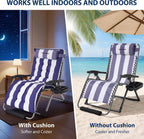 33 Inch XXL Oversized Zero Gravity Chair,Support 500LBS,Blue&White | Heavy Duty Zero Gravity Lounge Chair Outdoor, Indoor Recliner Chairs w/Removable Cushion, Footrest, Headrest & Cup Holder