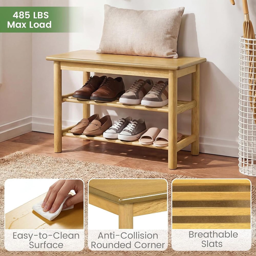 Giantex Shoe Rack Bench, 3-Tier Entryway Bench with Slat Shelves, Wooden Shoe...