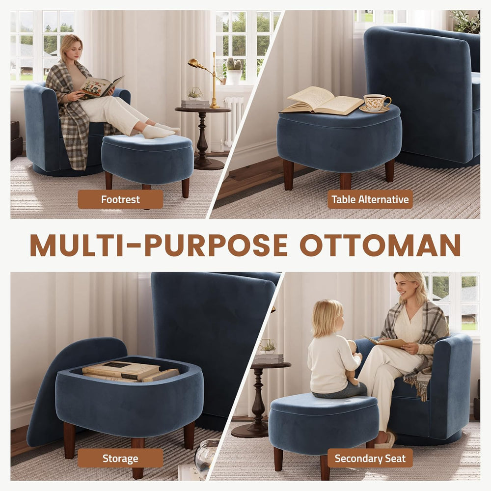 360° Swivel Accent Chair and Storage Ottoman Set of 2